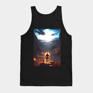 Human/Alien War - A War Torn Journey - AI Generated Sci Fi Concept Art - Tank Top